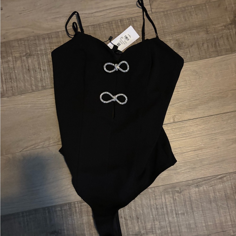 Dynamite Rhinestone Bow Bodysuit S